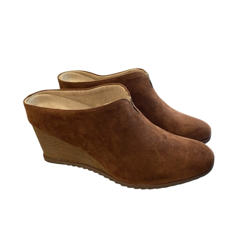 Suede Faux Wedge Mule Haley New Womens 11M Slip On Loafer Comfort Walking Almond